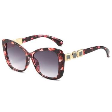 Imagem de Óculos de Sol UV400 - Lentes Degradê Olho de Gato em Cores Candy para Homens e Mulheres, Ideais para Esportes, Corrida, Ciclismo e Atividades ao Ar Livre, com Estampa Floral.