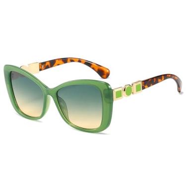 Imagem de Óculos de Sol UV400 - Lentes Degradê Olho de Gato em Cores Vibrantes para Homens e Mulheres, Ideais para Esportes, Corrida, Ciclismo e Atividades ao Ar Livre, na cor verde.
