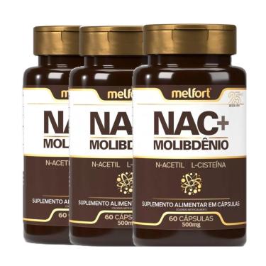 Imagem de Kit 3x NAC+ Molibdênio 60 Cápsulas 500mg Melfort-Unissex