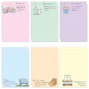 Imagem de Pacote com 12 blocos de notas adesivas cristãs 600 seehts pequenas escrituras inspiradoras blocos de notas de versículo da Bíblia religiosa para escrever listas de agendas, 10 x 14 centímetros
