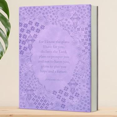 Imagem de Caderno cristão floral religioso, versículo bíblico, presentes espirituais para mulheres católicas, caderno de escrita I Know the Plans, roxo