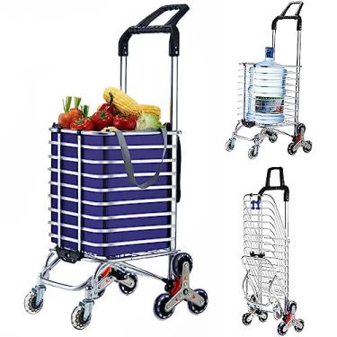 Imagem de Carrinho dobrável resistente com rodas, escalador de escada de 8 rodas, alça rotativa de 360°, capacidade de carga de 51 kg, carrinho utilitário dobrável portátil, ideal para compras e mudança