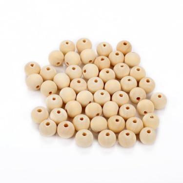 Imagem de ZJchao Contas de Madeira Redondas para Artesanato, 50 Peças, Cor de Madeira Natural, Fabricação de Joias, Decoração de Casa, Materiais de Artesanato Faça você Mesmo (14mm)