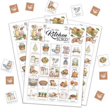 Imagem de DRWJPAT Jogo de bingo de cozinha, jogos de festa de Páscoa feliz para adultos, cartões de jogo de bingo de coelho fofo para atividades de amigos em família em grupo grande, suprimentos de decoração de