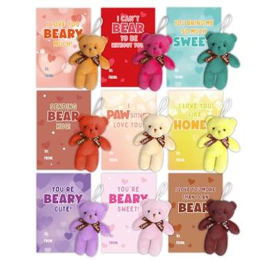 Imagem de Shemira Valentines Day Gifts Cards for Kids, 24 Mini Stuffed Animal Plush Bears with Valentines Cards, Valentine Cards Gifts for Kids School Classroom Exchange, Valentines Day Gifts for Girls