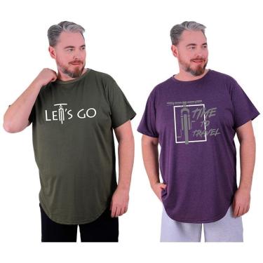 Imagem de Kit 2 Camiseta Longline Plus Size Masculina MXD Conceito Estampado Academia Casual Treino-Masculino