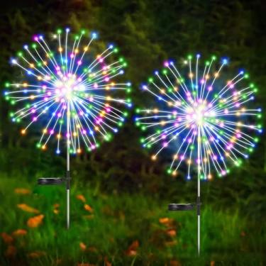 Imagem de Luzes solares de jardim ao ar livre, jardim à prova d'água, pacote com 2 200 luzes de fogos de artifício LED cintilantes decorativas com 8 modos, decoração para quintal, pátio, caminho, gramado para