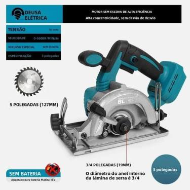 Imagem de Serra Circular Sem Fio De 5/7 Polegadas, 5000rpm, Ajuste De Corte a 45