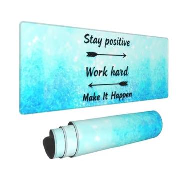 Imagem de Tapete de rato grande para jogos, cosido, galáxia longa, japonesa, flor de cerejeira, mármore, para casa e escritório (80 x 30 cm) (trabalho duro)