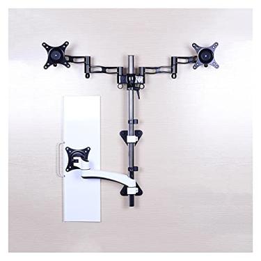 Imagem de HONGYIFEI2021 Braços de monitor de 38.1 cm-68.6 cm Suporte de montagem de mesa para monitor duplo montado na parede com altura da bandeja - Braço de montagem ajustável para monitor de parede, cada