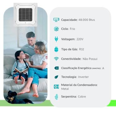 Imagem de Ar Condicionado Split Cassete 4 Vias Inverter R-32 LG 48.000 BTUs Frio 220V Monofásico