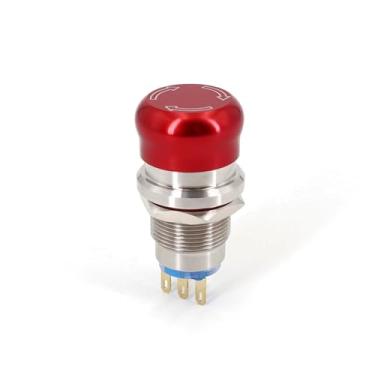 Imagem de Interruptor de botão de cogumelo de parada de emergência impermeável SPDT de 3 pinos de aço inoxidável de 19 mm DWBPGVUN