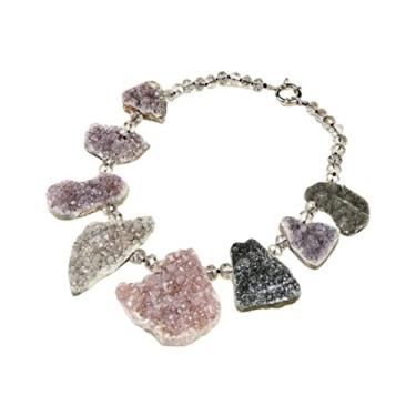 Imagem de DWBPGVUN Joias 45,7 cm 23 x 46 mm ametista quartzo ágata colar drusa