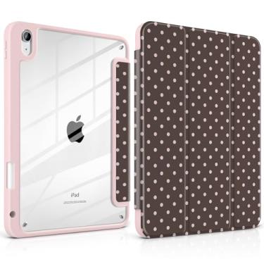 Imagem de TWOLSKOO Capa para iPad de 11ª e 10ª geração com suporte para lápis, suporte de três dobras, hibernar/despertar automático, parte traseira de acrílico transparente com amortecedor de TPU, para iPad de