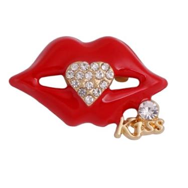 Imagem de WCRAZYE Broche de coração vermelho, broche de lapela para mulheres, elegante, strass, dia dos namorados, casamento, noiva, dia das mães, formatura, festa, vestido, acessório para roupas, Medium, Metal