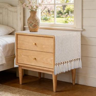 Imagem de yuboo Caminho De Mesa Estilo Boho Para Quarto, 36 Polegadas, Curto, Pequeno, Fazenda, Rústico, Cômoda, Criado-Mudo, Lateral, Decoração Primavera E Páscoa