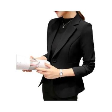Imagem de Blazer Feminino Slim Fit Preto Com Bolsos Para Escritório E Trabalho -