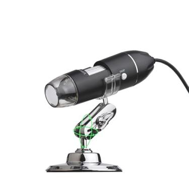 Imagem de Microscópio Eletrônico Portátil USB Lupa Digital de Mão com Base Rotativa para Notebook Desktop Observação Insetos Pele Planta Testes Industriais Detecção Placa Circuito Tecidos Malha