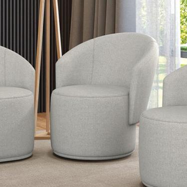 Imagem de Poltrona Decorativa Orgânica Fixa Para Sala Malu Linho M11 - D`rossi Cor Cinza