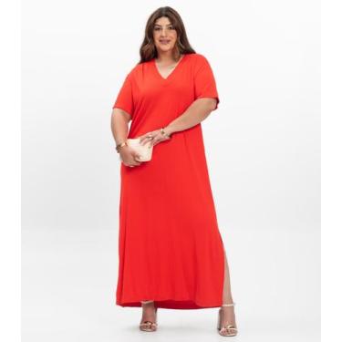 Imagem de Vestido Super Midi Feminino Plus Size Secret Glam Laranja, Plus G1, La