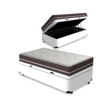 Imagem de Cama Box Baú Solteiro + Colchão de Molas - Anjos - Classic Superlastic 88x188x62cm