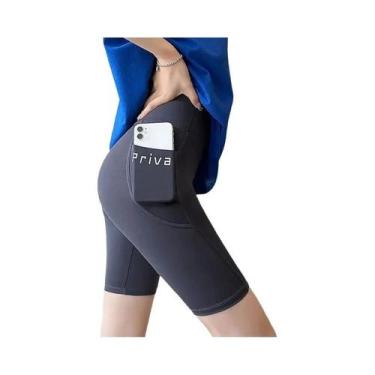 Imagem de Shorts De Yoga Femininos De Cintura Alta 2 Em 1 Para Fitness, Treino, 