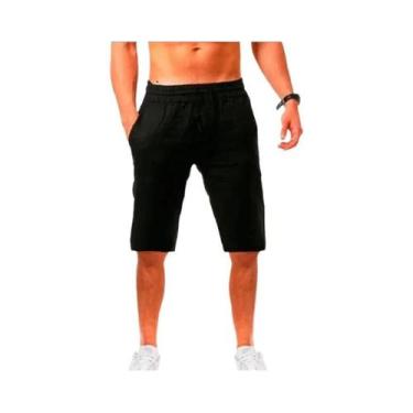 Imagem de Bermudas Casuais De Verão Para Homens Em Algodão E Linho Leves E Respi