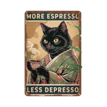 Imagem de Placa De Metal Retrô Com Tema De Café E Gatos, Arte De Parede Para Dec