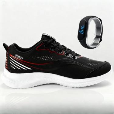 Imagem de Kit Tênis Masculino Corrida Caminhada + Relógio Digital Esportivo Conf