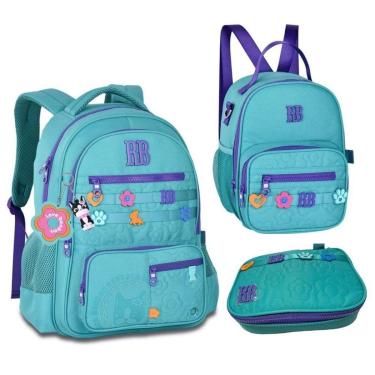 Imagem de Kit mochila escolar feminina com lancheira e estojo box Rebecca Bom bom original-Unissex