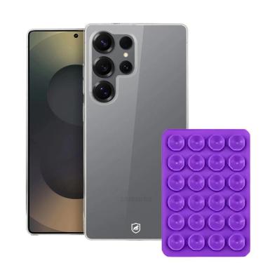 Imagem de Kit Capa Crystal Slim Para Samsung Galaxy S25 Ultra + Ventosa - Lilás - Gshield