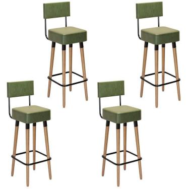 Imagem de Kit 4 Banquetas Para Bancada Estofada Bariloche Verde