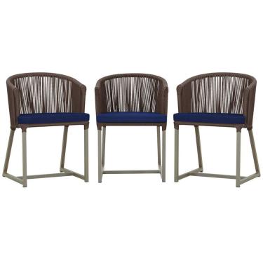 Imagem de 3 Cadeiras De Jantar Noronha Fendi Corda Náutica E10 Trama Marrom
