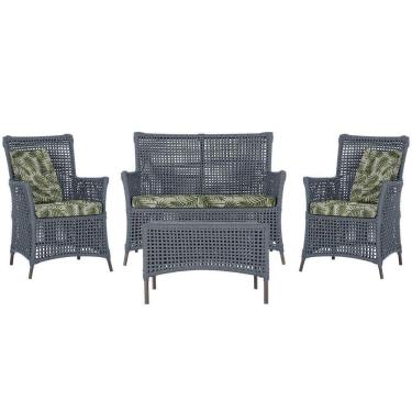 Imagem de Jogo Sofá 2 Poltronas E Mesa Igapó Marrom E5 Trama Original Prata