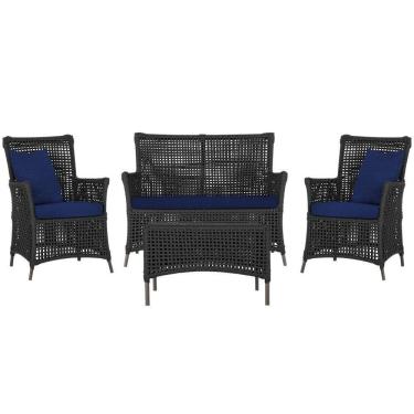 Imagem de Jogo Sofá 2 Poltronas E Mesa Igapó Marrom E10 Trama Original Preto