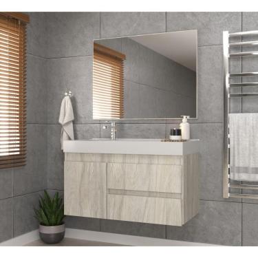 Imagem de Gabinete Banheiro Com Cuba E Espelheira 80Cm Multimóveis Vcr10074 Carvalho Carvalho