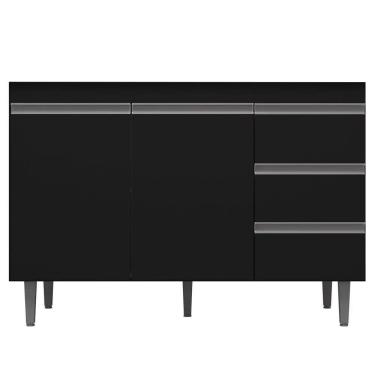 Imagem de Balcão Gabinete De Pia 120Cm 2 Portas 3 Gavetas Preto