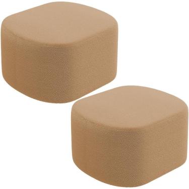 Imagem de Kit 2 Puffs Decorativos Orgânico Para Living Quarto 70cm Doha W01 Bouclê Mostarda - Lyam Decor