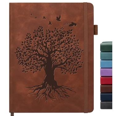 Imagem de ALKALO Caderno de diário forrado para mulheres e homens, diários de couro de capa dura A4 para escrever, papel grosso de 200 páginas, caderno diário para trabalho, escola, anotações, negócios,