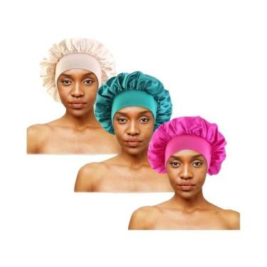 Imagem de Touca De Dormir Unissex Extra Grande Em Cetim Sedoso 3PCS Com Faixa El