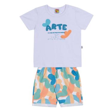 Imagem de Conjunto Infantil Menino Camiseta Branca/Bermuda Jaca Lelé-Masculino