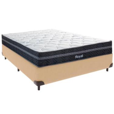Imagem de Cama Box Casal e Colchão Royal Molas Ensacadas Colchobel Ocre