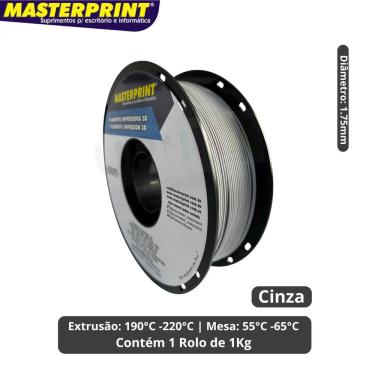 Imagem de Filamento 3D - PLA Cinza - Rolo 1KG (1.75mm)