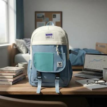 Imagem de Mochila Feminina Faculdade Escolar Bolsa Reforçada Passeio - Sami, Azu