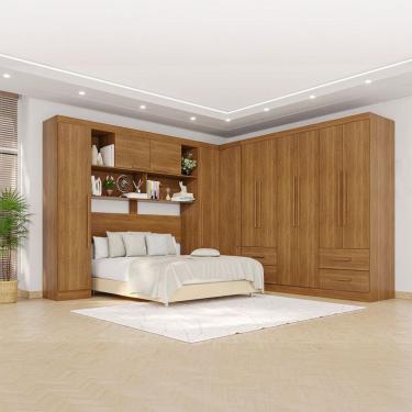Imagem de Guarda-Roupa Casal Modulado Andorra 11 Portas 4 Gavetas Cinamomo - Pnr Móveis