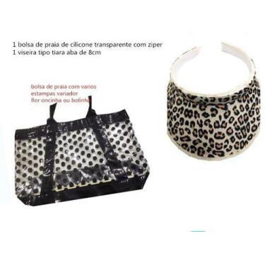 Imagem de Kit Bolsa De Cilincone Ziper + Viseira Tiara Praia Feminina - Não Info