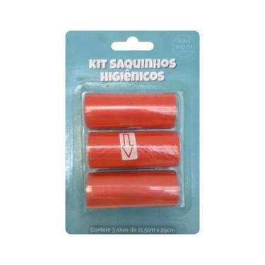 Imagem de Saquinhos Higiênicos Pet Kit com 3 Rolos Plástico para Coleta de Fezes