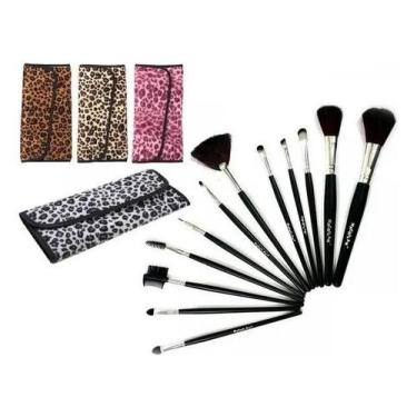 Imagem de Kit com 12 pinceis para maquiagem com estojo - Macrilan