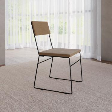 Imagem de Cadeira de Jantar Málaga Estofada em Veludo para Cozinha Sala de Jantar Mesa e Decoração - Marrom