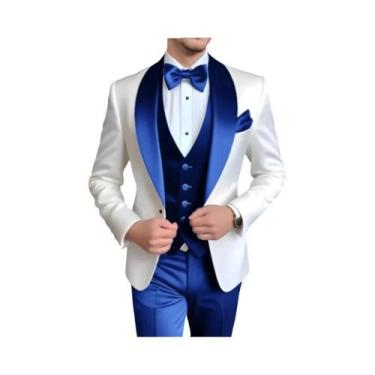 Imagem de Terno Masculino De 3 Peças Personalizado Com Lapela De Lenço Para Casa